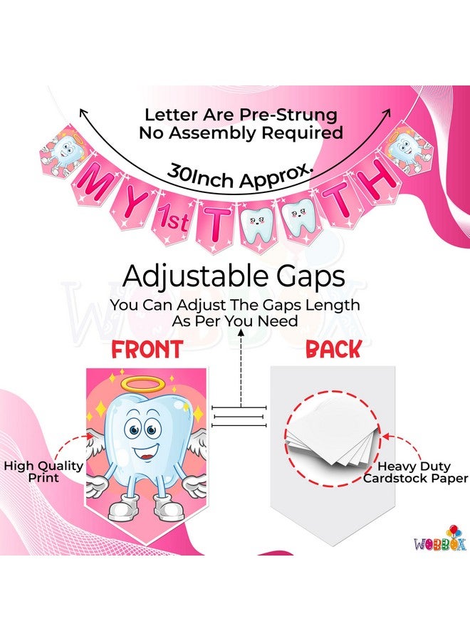 Wobbox My First Tooth Banner, First Tooth Banner, My First Tooth Decoration -Pink (FP4401) - Image 3