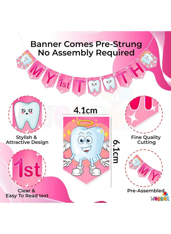 Wobbox My First Tooth Banner, First Tooth Banner, My First Tooth Decoration -Pink (FP4401) - Image 2