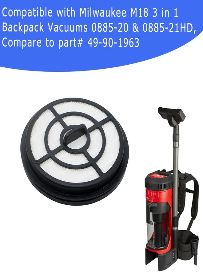 ANBOO 2 Pack 49-90-1963 Replacement Filter Compatible with Milwaukee M18 3 In 1 Backpack Vacuums 0885-20 & 0885-21HD - Image 3