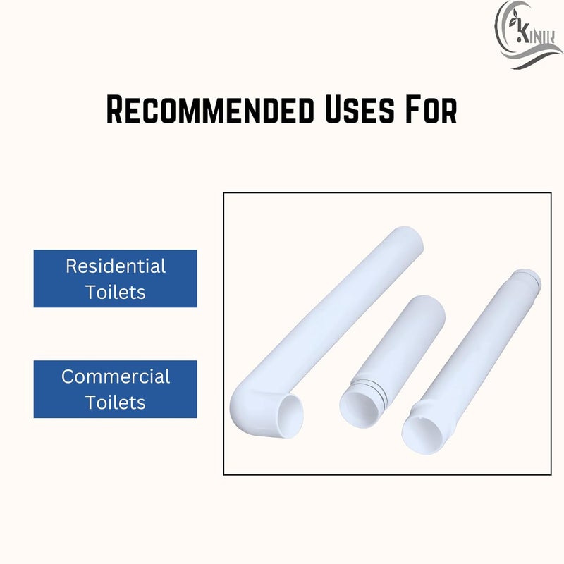 KINIK أنبوب منحني طويل 3 قطع من PVC لمرحاض الصرف - Image 3