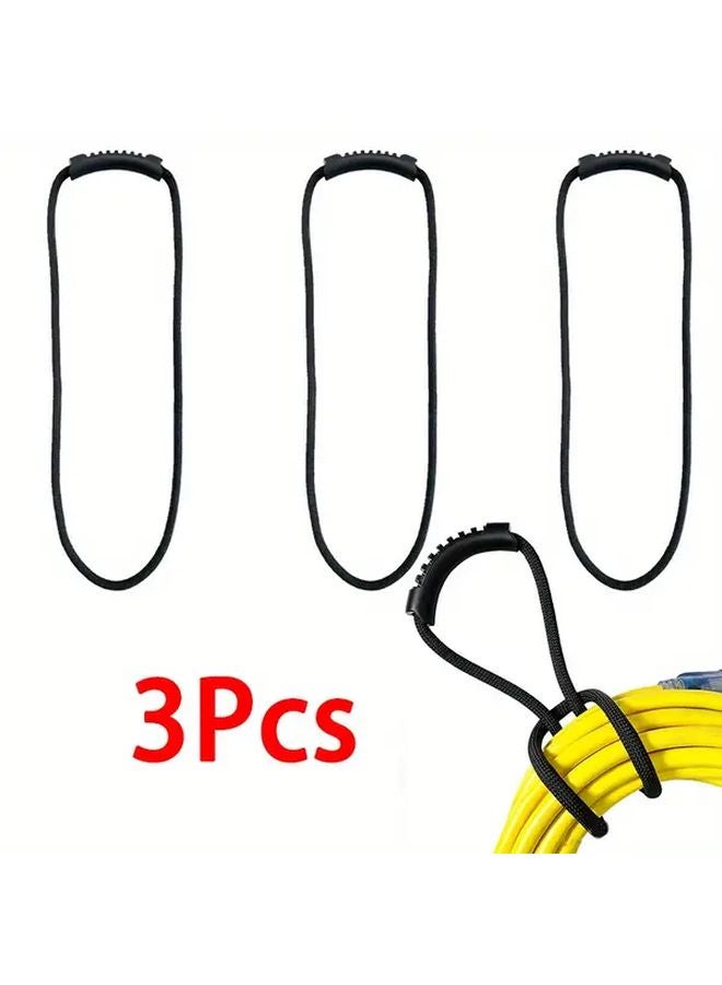 3Pcs Black Storage Straps With Handles Extendable Cord Hose Organizer For Home Garage Boat RV - Image 1