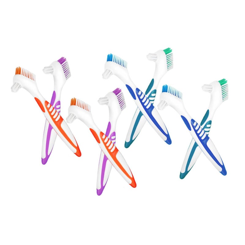 Mobestech 8pcs Double-Sided Brush Portable Cleaning Toothbrushes for Dentures and Compact for Easy Carrying - Image 1