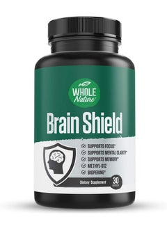 Whole Nature Brain Booster Nootropics Supplement Brain Shield With Ginkgo Biloba Alpha Gpc And Bacopa Monnieri Vitamin B12 B3 Support Focus Memory & Clarity Energy & Stress Relief For Men & Women. (1)  - Image 1