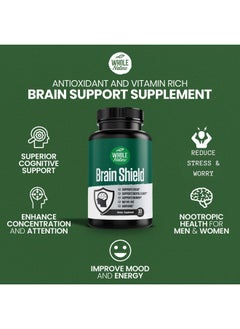 Whole Nature Brain Booster Nootropics Supplement Brain Shield With Ginkgo Biloba Alpha Gpc And Bacopa Monnieri Vitamin B12 B3 Support Focus Memory & Clarity Energy & Stress Relief For Men & Women. (1)  - Image 4