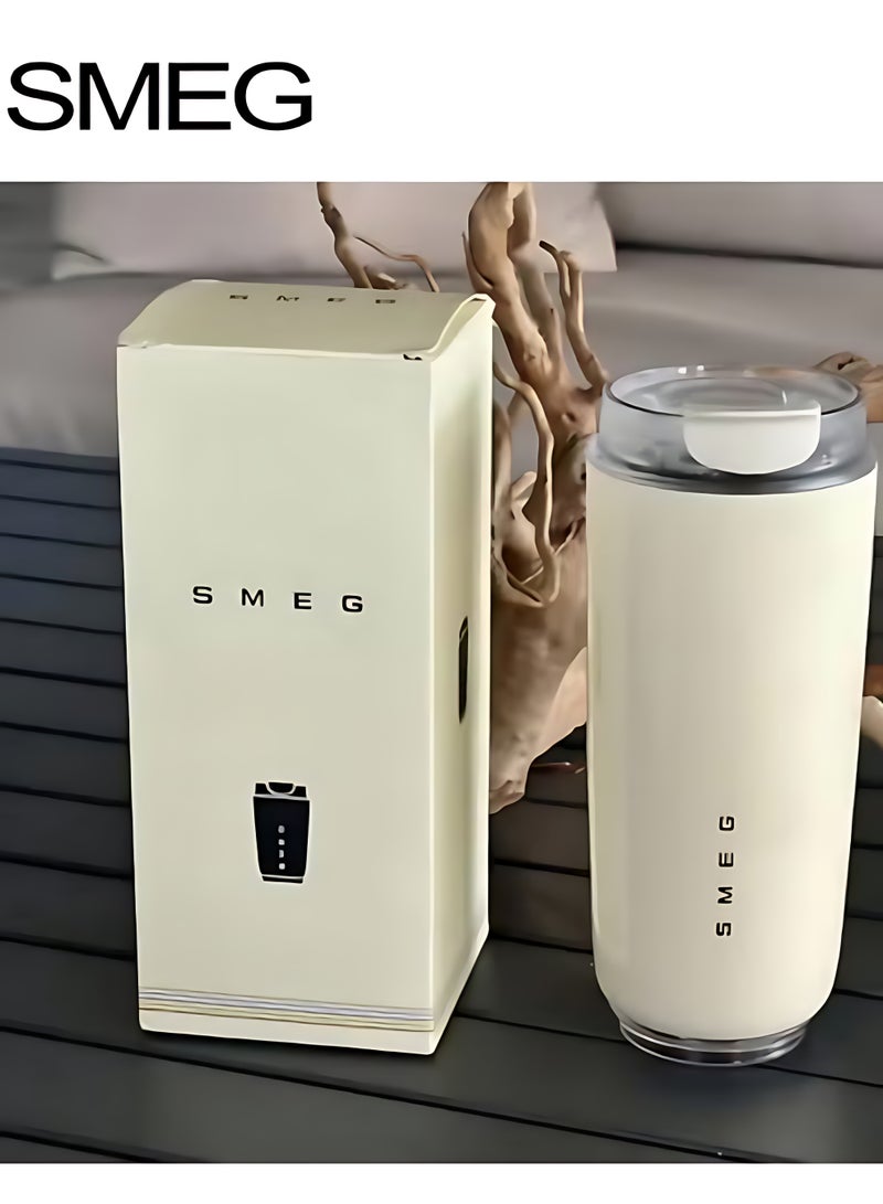 سميج فنجان قهوة | كوب مشروبات معزول مع غطاء مانع للتسرب | كوب قهوة طويل الأمد مع غطاء | كوب قهوة للسفر | 1 حزمة | أبيض حليبي - Image 1