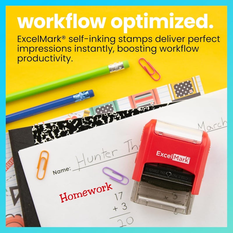 ExcelMark Self-Inking Rubber Teacher Grading Stamp - Homework - Image 3
