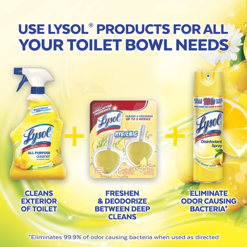 Lysol Automatic In-The-Bowl Toilet Cleaner, Cleans and Freshens Toilet Bowl, Lemon Breeze Scent (Pack of 2) - Image 5