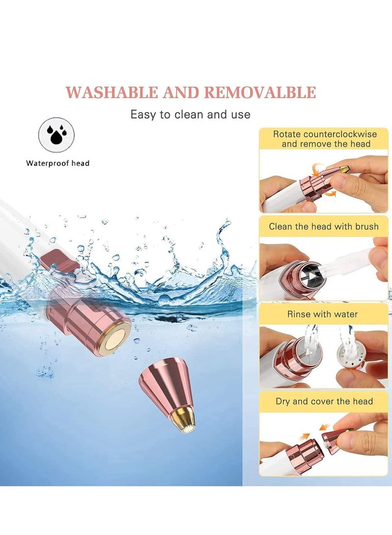2-in-1 Facial Hair Remover  Eyebrow Trimmer, Rechargeable Mini Razor for Women – Painless Lip, Chin, Arms  Bikini Hair Removal Tool (White) - Image 5