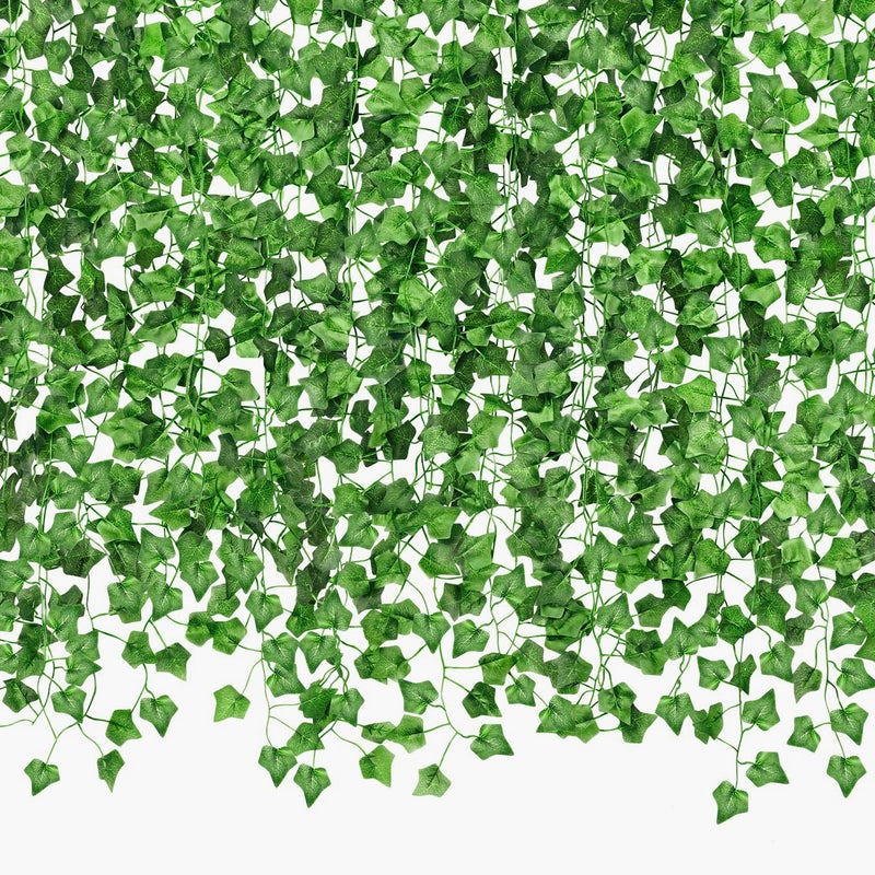 CQURE 18 Pack 126Ft Artificial Ivy Garland Fake Vines UV Resistant Greenery Leaves Fake Plants Hanging Aesthetic Vines for Home Bedroom Party Garden Wall Room Decor