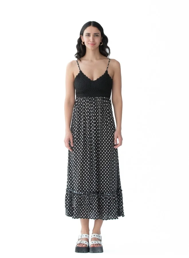 HaILYS Black Crochet Maxi Dress