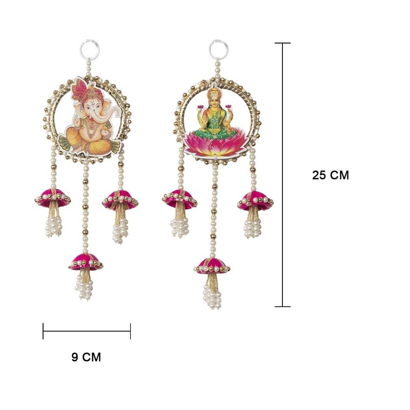 Kaameri Bazaar مجموعة جومكي لتعليق الأبواب لكسمي غانيش لعيد الديوالي | تزيين غرفة الصلاة أو المعبد - Image 3