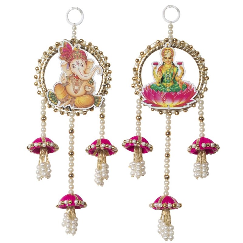 Kaameri Bazaar مجموعة جومكي لتعليق الأبواب لكسمي غانيش لعيد الديوالي | تزيين غرفة الصلاة أو المعبد - Image 1