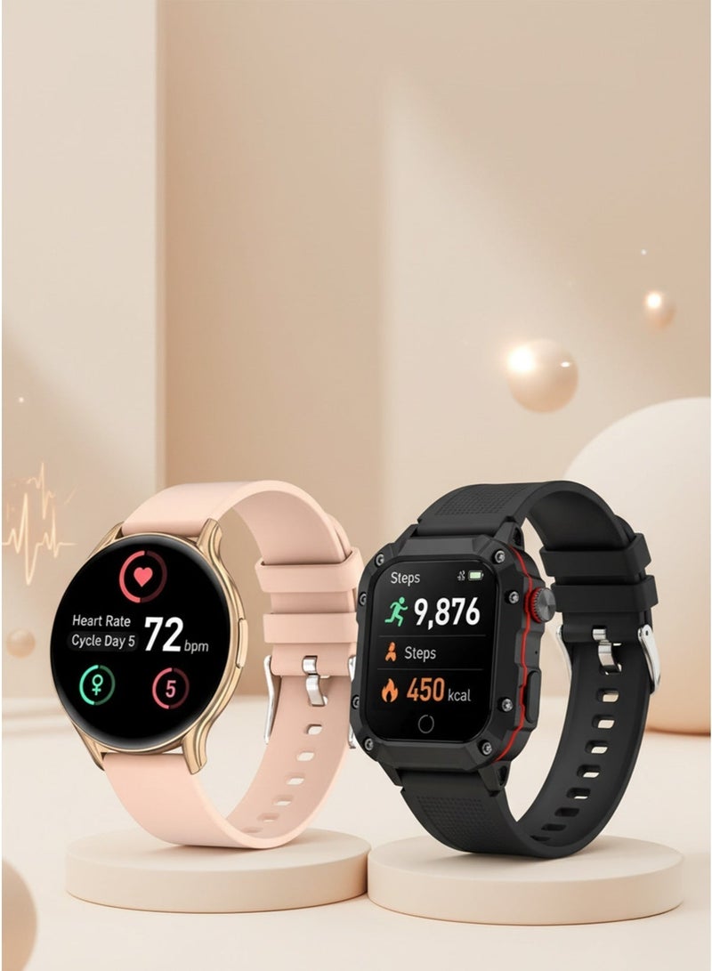 أولون مجموعة ساعات ذكية Tetra S2 & GTR2 AMOLED – مجموعة لياقة ونمط حياة متميزة مزدوجة - Image 1