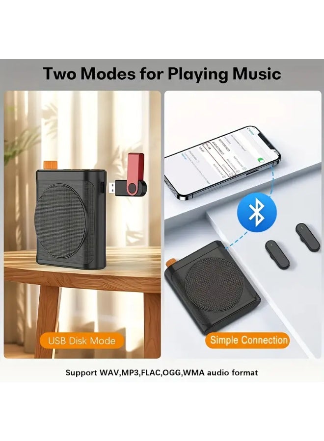 M MIAOYAN Wireless Clip-On Voice Amplifier, Portable Microphone Speaker for Teachers & Tour Guides, 18W Power, Dual-Core Anti-Howling, 25H Playtime, Dark Black - Image 3