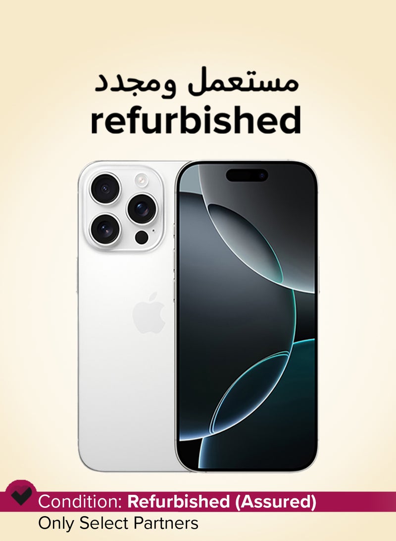 ابل  مجدد - آيفون 16 برو 128 جيجابايت أبيض تيتانيوم 5G مع فيس تايم - النسخة الدولية - Image 1