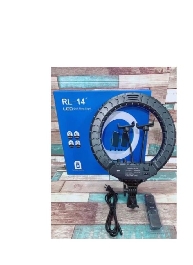 Generic - Ring Light RL-14 Selfie Ring Light Led Lamp with Remote and Tripod Stand for TikTok Snapchat Youtube Online Streaming 14 Inch - Image 1