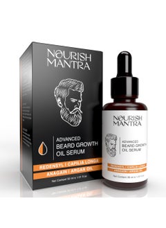 NOURISH MANTRA - Advanced Beard Growth Oil Serum | Made with Redensyl, Capilia Longa, Argan Oil, Vitamin E and Jojoba Oil for Fuller, Thicker & Healthier Beard Growth | Beard Oil Serum For Men | 30 ml