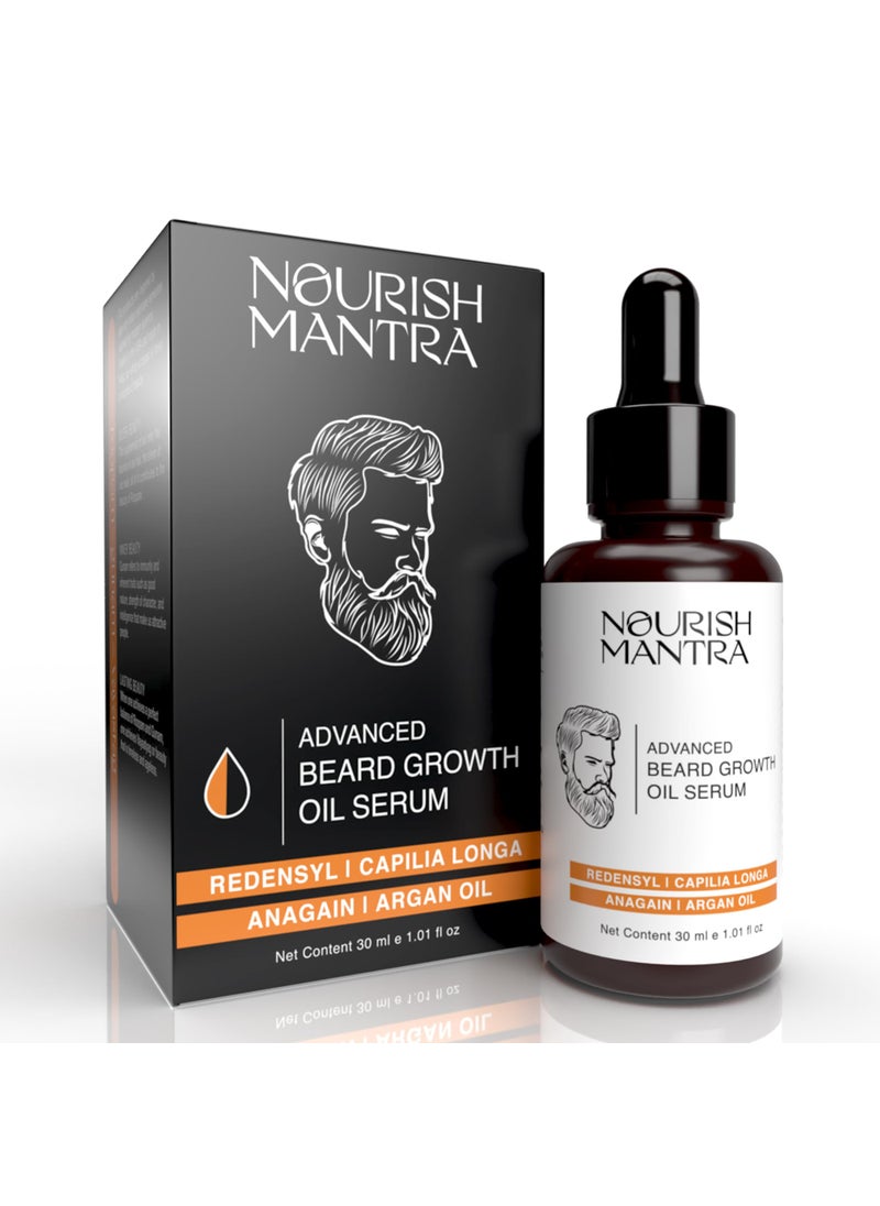 NOURISH MANTRA - NOURISH MANTRA - Advanced Beard Growth Oil Serum | Made with Redensyl, Capilia Longa, Argan Oil, Vitamin E and Jojoba Oil for Fuller, Thicker & Healthier Beard Growth | Beard Oil Serum For Men | 30 ml - Image 1