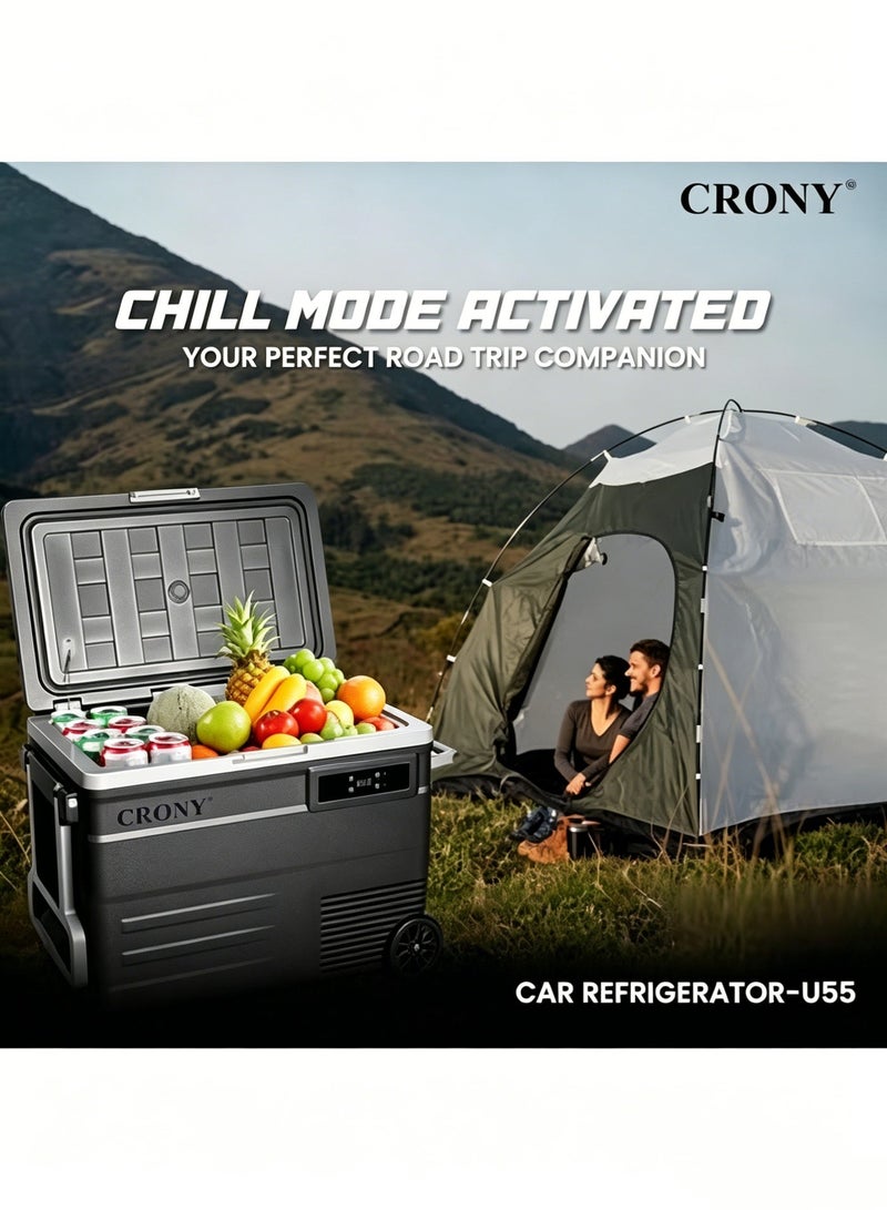 CRONY Car Refrigerator 55L U55 Portable Car Refrigerator -20°C Freezing LED Control Dual Power Wheeled Design - Image 1