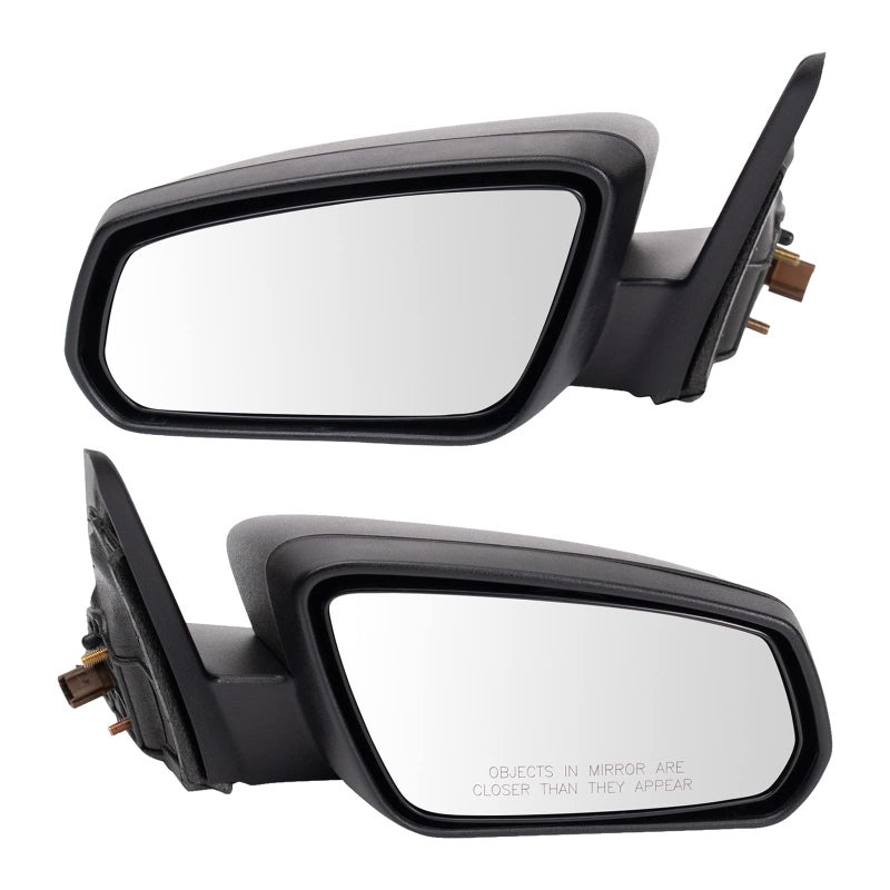 TRQ Driver and Passenger Side Power Mirror Set Textured Black Without Memory Compatible with 2010 Ford Mustang FO1320717 FO1321717