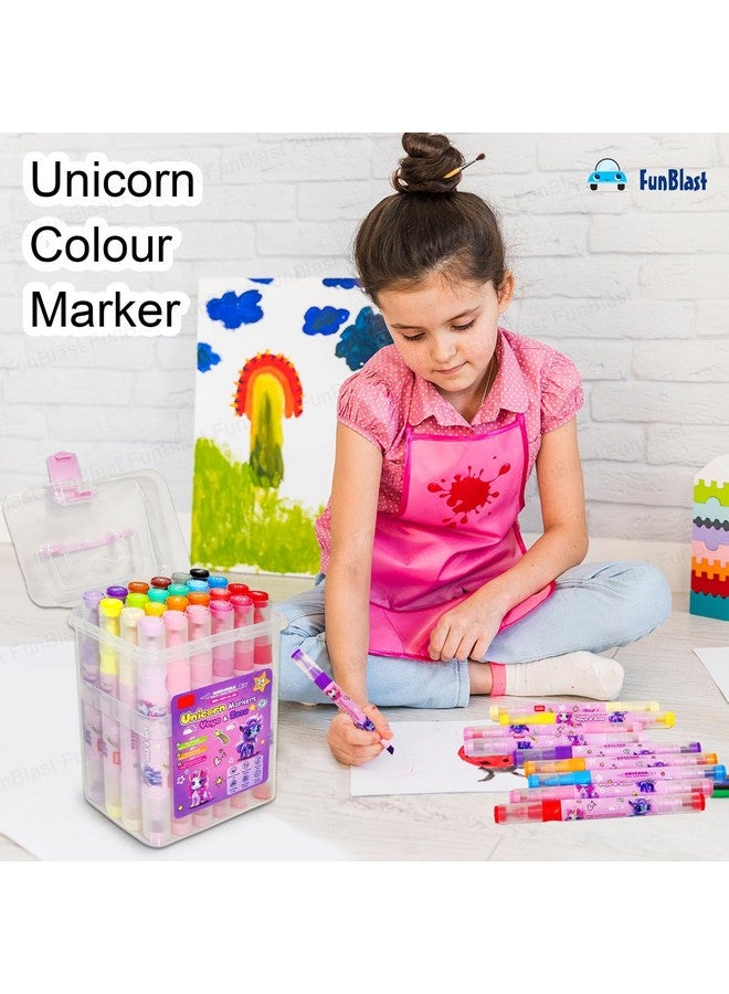 فنبلاست أقلام تلوين فن بلاست يونيكورن - مجموعة أقلام رسم فنية من 24 لونًا للأطفال، أدوات رسم فنية لطيفة، أقلام تلوين رسم ثنائية الرأس - Image 5