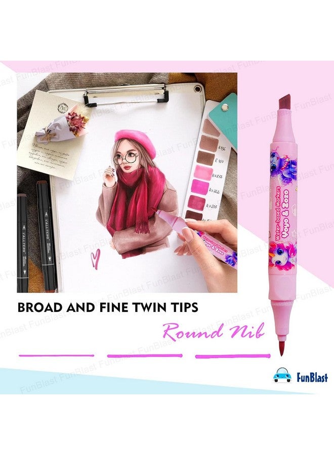 فنبلاست أقلام تلوين فن بلاست يونيكورن - مجموعة أقلام رسم فنية من 24 لونًا للأطفال، أدوات رسم فنية لطيفة، أقلام تلوين رسم ثنائية الرأس - Image 4