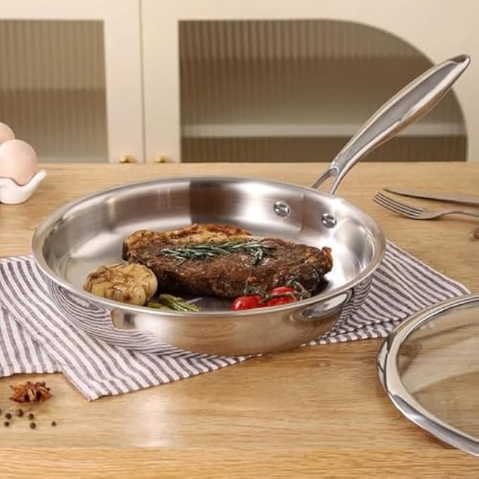 Unity 30Cm Stainless Steel Frying Pan  HeavyDuty 30Mm Thick Base  NonToxic  CoatingFree Skillet  Oven Safe Induction Cooktop Compatible  Healthy Cooking  Searing Steak Pan - Image 2