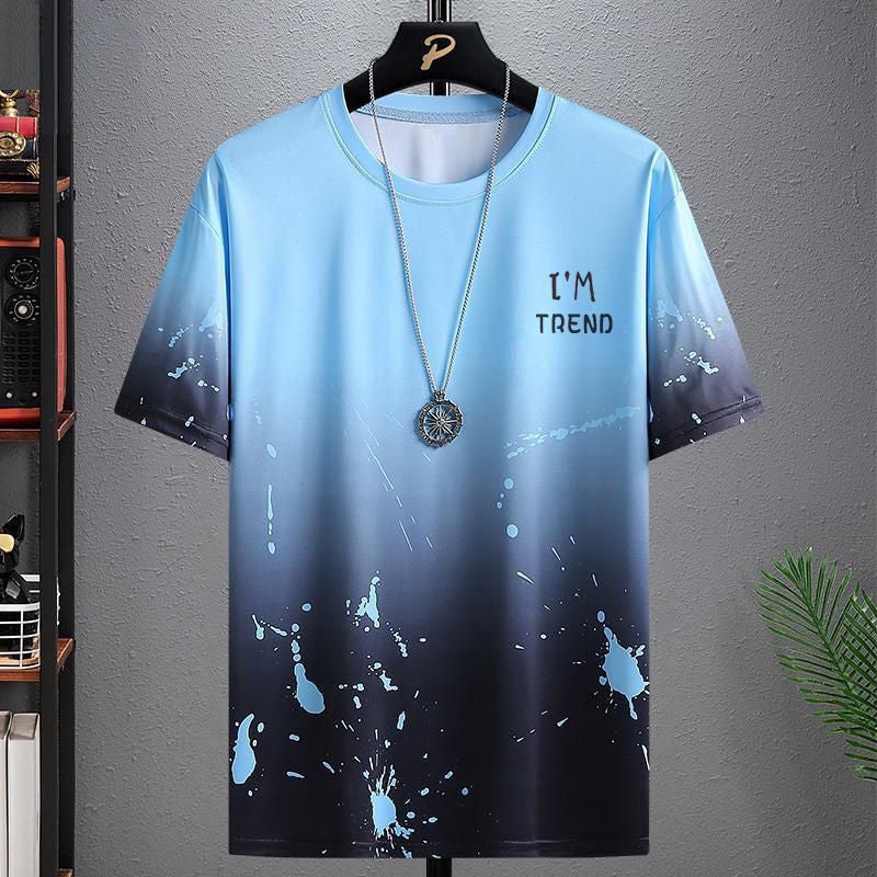 Mens Ice Silk Gradient Tie-Dye Summer Suit 2022 Tie-Dye-Blue [Single Top]] 