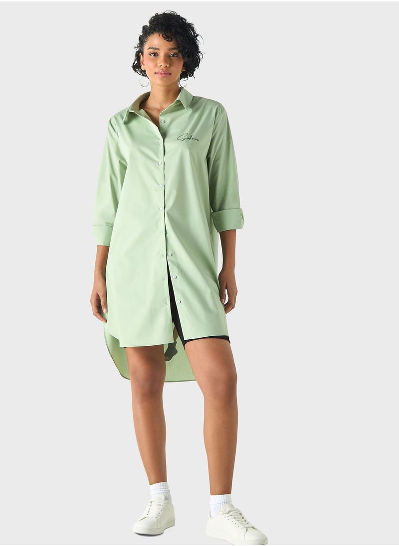 SP Characters - Sakura Printed High Low Shirt Dress - Image 1