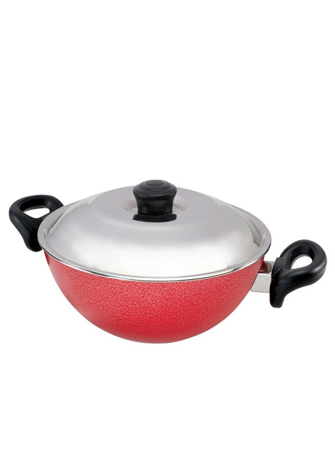 Nirlep - SKR24 by Bajaj Electricals Aluminium Sakhi Non Stick Kadhai, 24 cm, 2.2 Liters, Red - Image 1