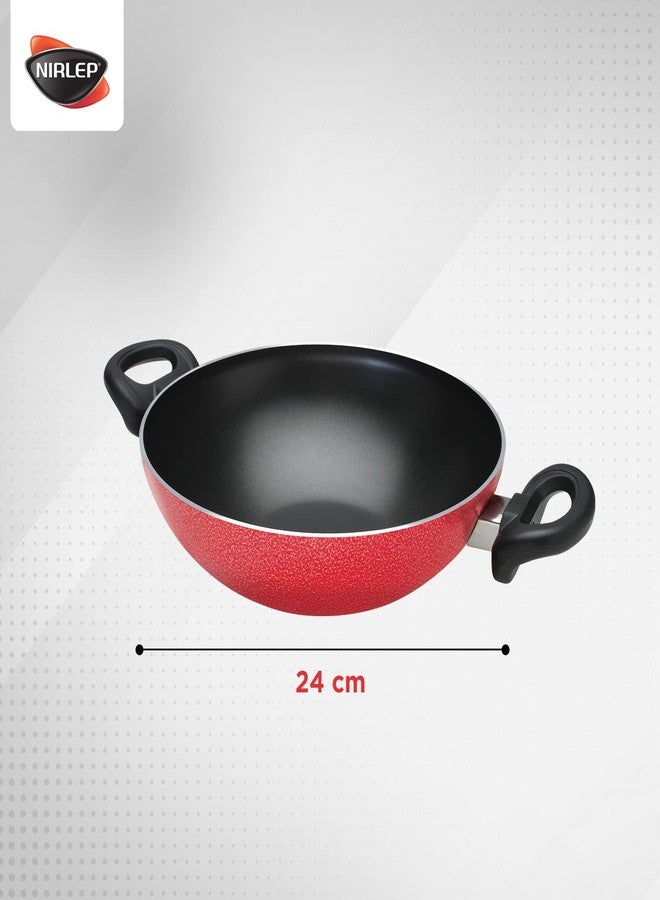 Nirlep - SKR24 by Bajaj Electricals Aluminium Sakhi Non Stick Kadhai, 24 cm, 2.2 Liters, Red - Image 3