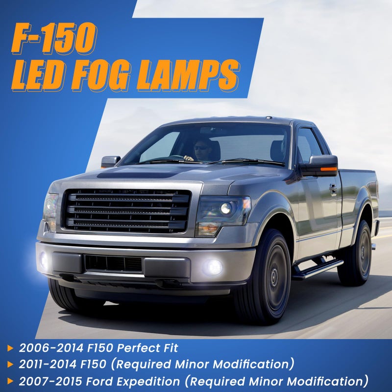 KARSAM Upgraded F150 LED Fog Lights for 2006 2007 2008 2009 2010 2011 2012 2013 2014 Ford F150 Accessories, 40W Round Fog Light Assembly Kit, DOT Bumper Driving White Light Fog Lamps, Faros Antiniebla - Image 3