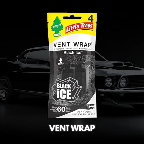 Little Trees Black Ice Vent Wrap Air Freshener 4 Count (Pack of 1) | Bold Citrus & Woody Fragrance | Invisible Vent Design | For Car Air Vents | Imported from USA - Image 3