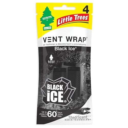 Little Trees Black Ice Vent Wrap Air Freshener 4 Count (Pack of 1) | Bold Citrus & Woody Fragrance | Invisible Vent Design | For Car Air Vents | Imported from USA - Image 1