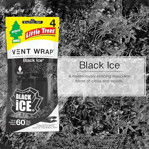 Little Trees Black Ice Vent Wrap Air Freshener 4 Count (Pack of 1) | Bold Citrus & Woody Fragrance | Invisible Vent Design | For Car Air Vents | Imported from USA - Image 5