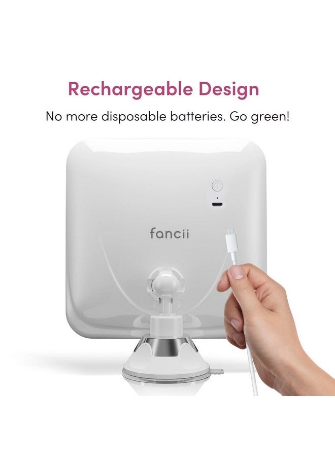 فانسي مرآة فانسي القابلة لإعادة الشحن والمكبرة 10 مرات مع 3 إعدادات إضاءة LED، إضاءة تعمل باللمس قابلة للتعتيم، لاسلكية، حامل شفط قابل للقفل، مرآة مضيئة للحمام أو السفر، ميرا 2 (أبيض) - Image 2
