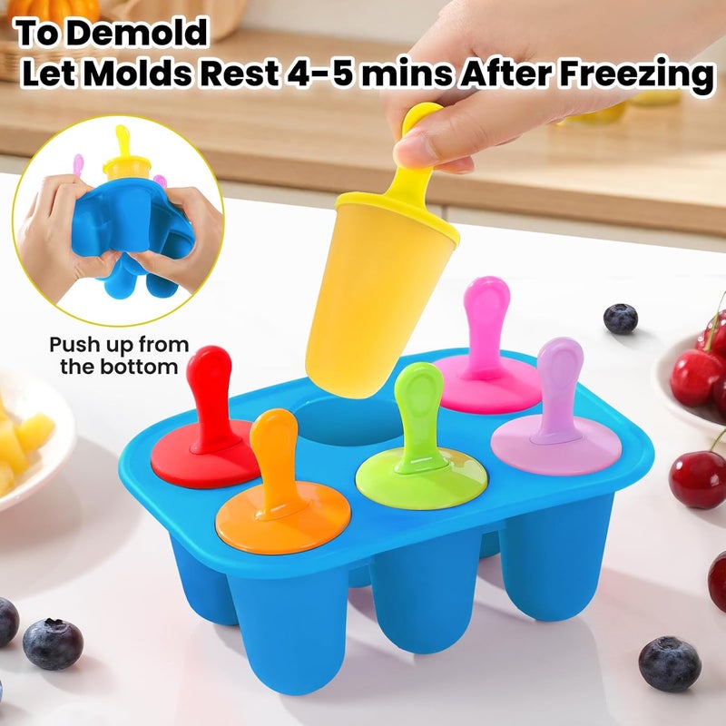 BAUSAR Silicone Popsicles Molds, BPA-Free Small Popsicle Mold for Kids, Toddler & Baby, Reusable Popsicle Molds, Mini Ice Pop Molds with Colorful Sticks, Ice Cream Mold, Homemade Ice Cream Mold (Blue) - Image 5