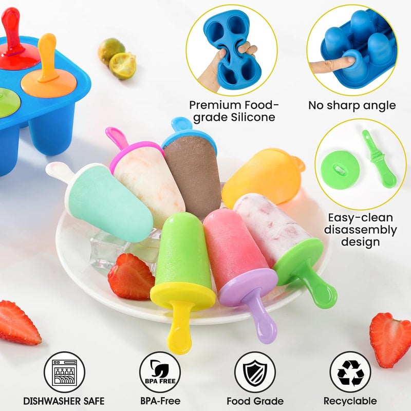BAUSAR Silicone Popsicles Molds, BPA-Free Small Popsicle Mold for Kids, Toddler & Baby, Reusable Popsicle Molds, Mini Ice Pop Molds with Colorful Sticks, Ice Cream Mold, Homemade Ice Cream Mold (Blue) - Image 4