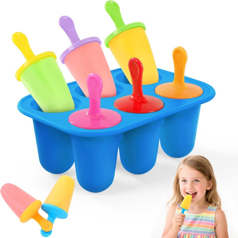 BAUSAR Silicone Popsicles Molds, BPA-Free Small Popsicle Mold for Kids, Toddler & Baby, Reusable Popsicle Molds, Mini Ice Pop Molds with Colorful Sticks, Ice Cream Mold, Homemade Ice Cream Mold (Blue) - Image 1