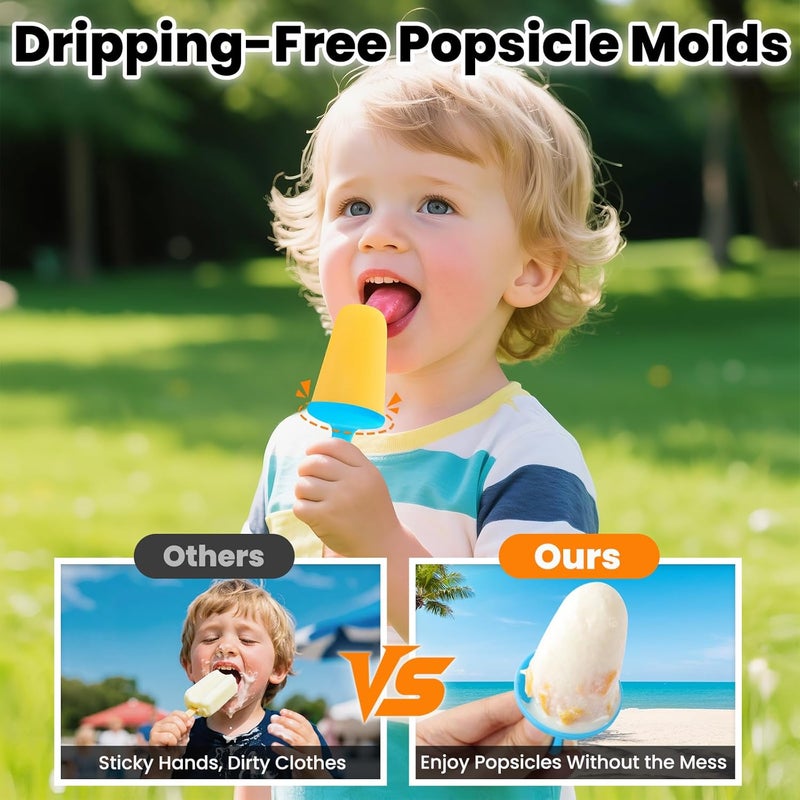 BAUSAR Silicone Popsicles Molds, BPA-Free Small Popsicle Mold for Kids, Toddler & Baby, Reusable Popsicle Molds, Mini Ice Pop Molds with Colorful Sticks, Ice Cream Mold, Homemade Ice Cream Mold (Blue) - Image 2