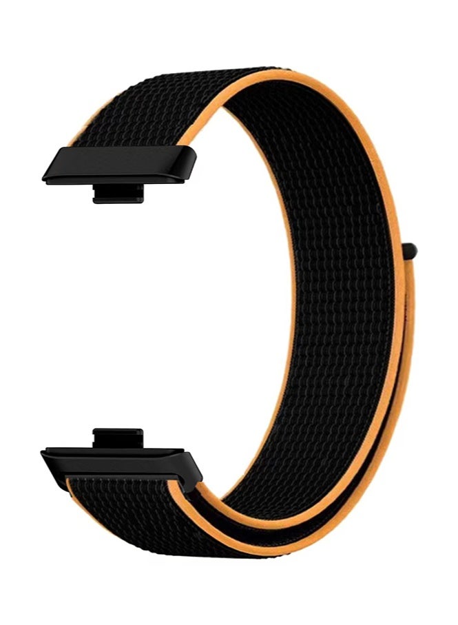 HL-Tech Nylon Band Suitable for Huawei Watch Fit 3/Fit 4/Fit 4 Pro Velcro Nylon Loop Strap Black orange - Image 2