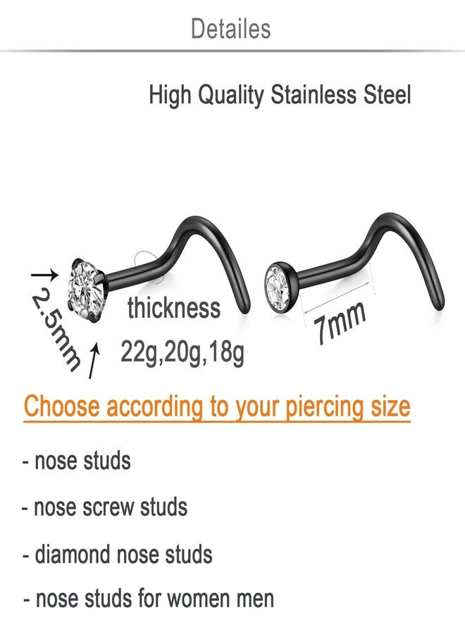 QWALIT حلقات أنف من كواليت، حلقات أنف دائرية، حلقات أنف من الفولاذ الجراحي للنساء، حلقات أنف دائرية، حلقة أنف مقاس 20، حلقات أنف سوداء على شكل لولب 20 جرام - Image 3