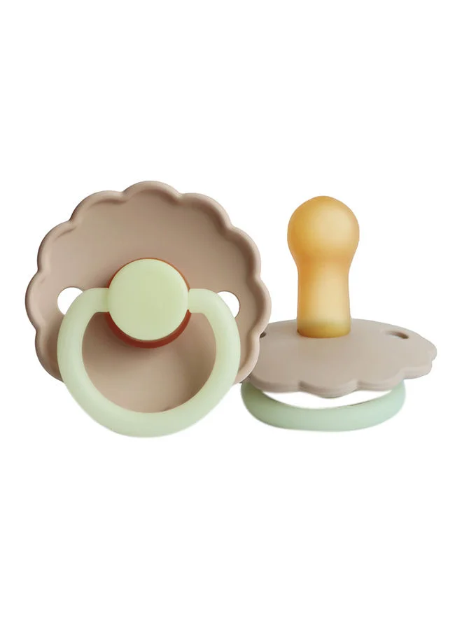 FRIGG Daisy Night Latex Baby Pacifier, 6-18 Months, Pack of 1, Size 2 - Croissant Night