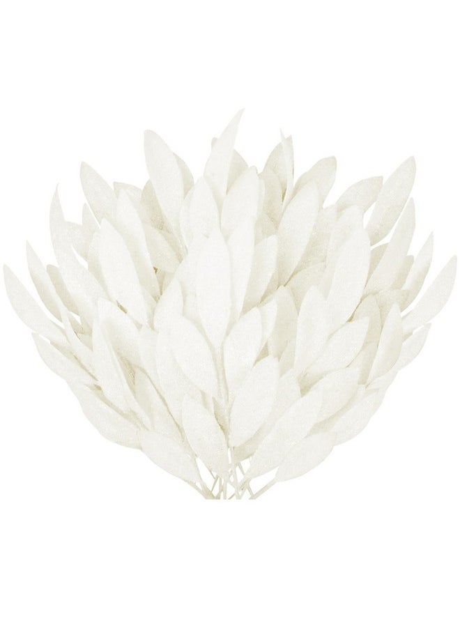 Sawowkuya - 30 Pcs White Christmas Tree Picks And Sprays Artificial Glitter Leaves, Christmas Tree Filler Branches Christmas Floral Picks For Xmas Wreath Craft Garland Office Home Decorations - Image 1