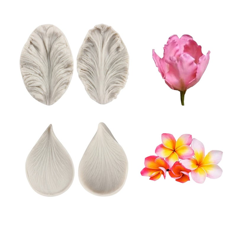 Sijiangmold Gumpaste Flower Silicone Veining Mold Rose Veined Fondant Mold Gum Paste Peony Flower Mold Daisy Flower Plumeria Orchid Molds For Sugar Craft Cake Decorating Candy Polymer Clay Set Of 6 - Image 5