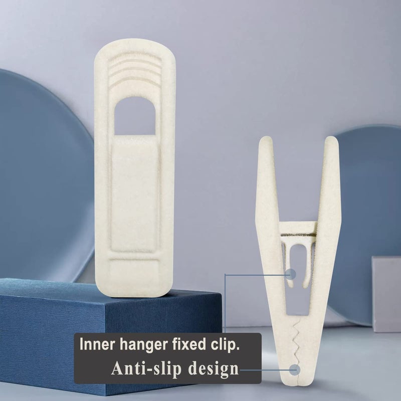 TOFIIGREM Velvet Hanger Clips for Velvet Hangers - 20 PCS Beige Non-Slip Velvet Clip for Skirt Hanger, Strong Flocking Clips Fit for Ivory Velvet Hangers - Image 3