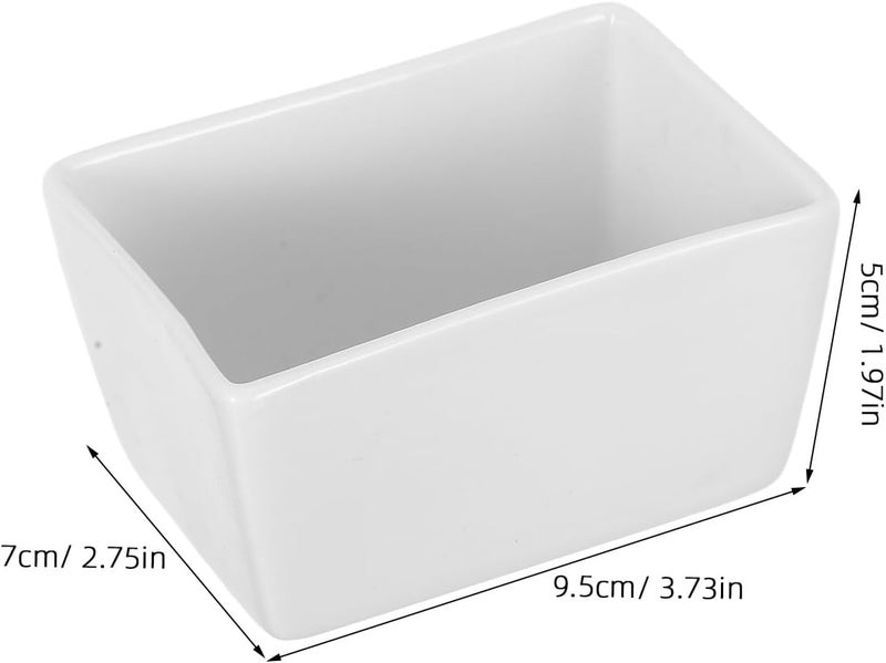 2pcs Ceramic Sugar Storage Container Rectangular Porcelain Sugar Pot Bowls for Kitchen Coffee Station Farmhouse Style Easy-clean White Canisters - Image 2