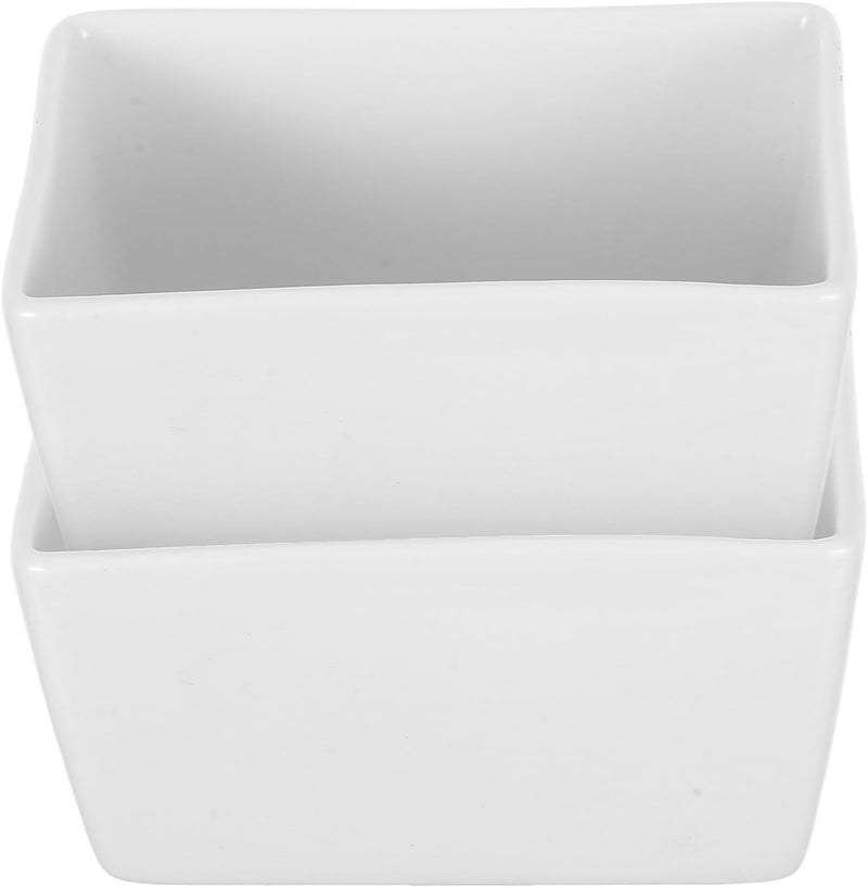 2pcs Ceramic Sugar Storage Container Rectangular Porcelain Sugar Pot Bowls for Kitchen Coffee Station Farmhouse Style Easy-clean White Canisters - Image 1