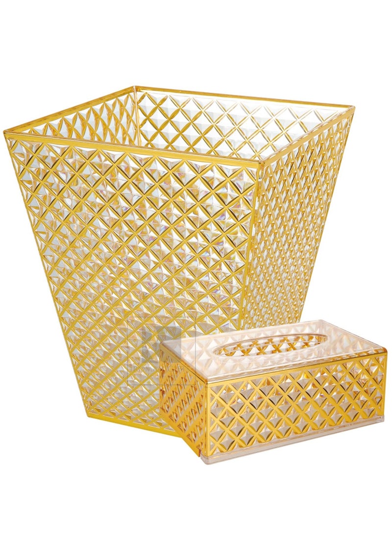 Roman Gifts - Deluxe Acrylic Dustbin and Tissue Box Holder Dispenser Tissue Box Cover for Bathroom Bedroom Dresser Countertop Desk or Office - Image 1