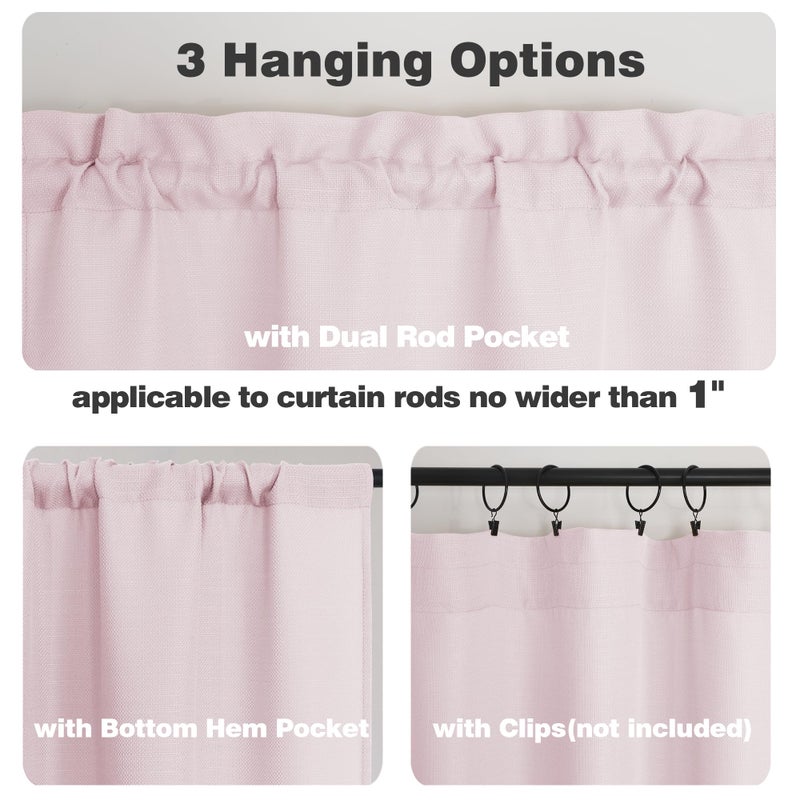 Chyhomenyc Bennet Blush Pink Curtains 54 Inch Length 2 Panels  Faux Linen Textured Semi Sheer Light Filtering Soft Airy Rod Pocket Window Treatment Drapes for Living Room Bedroom  Each 30"" Wx54 L - Image 4